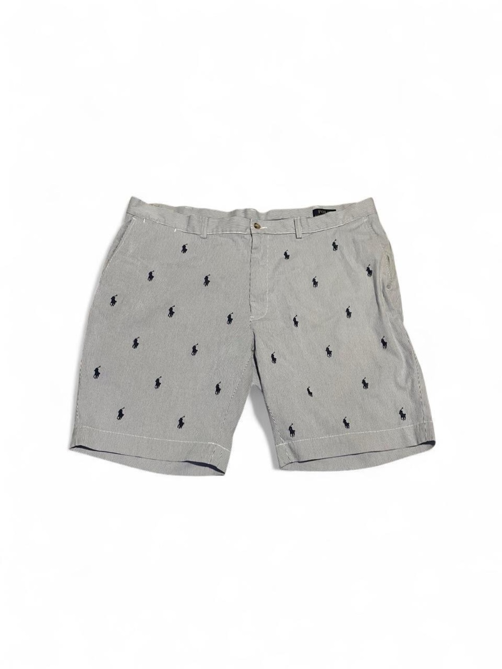 Polo Ralph Lauren Blue Pinstripe Classic Fit 9" Chino Shorts Mens 42 Multi Ponie